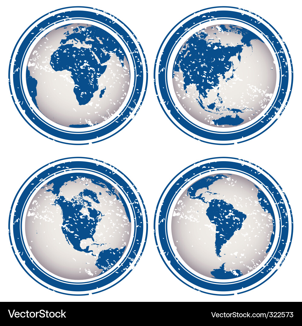 Grunge Earth Globe Stamps Vector Image