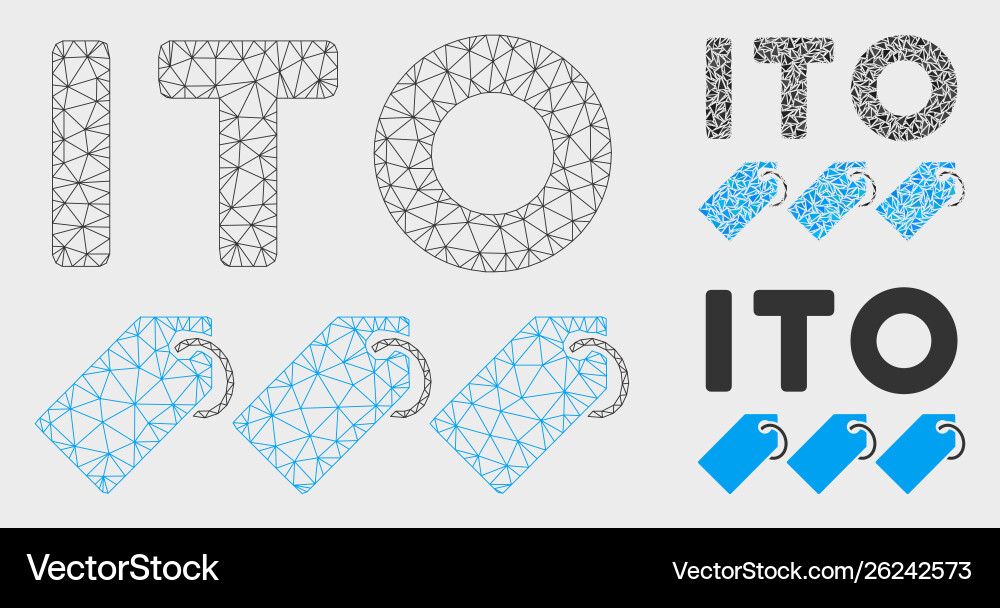 Ito tokens mesh carcass model and triangle Ito tokens mesh carcass model and triangle vector image