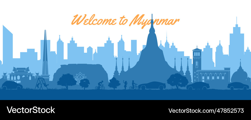Myanmar berühmtes Wahrzeichen in der Stadtlandschaft Myanmar berühmtes Wahrzeichen in der Stadtlandschaft vektorbild