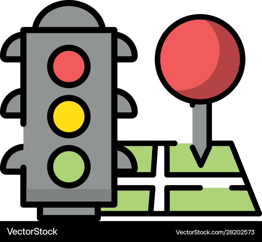 Paper map guide with semaphore Vector Image