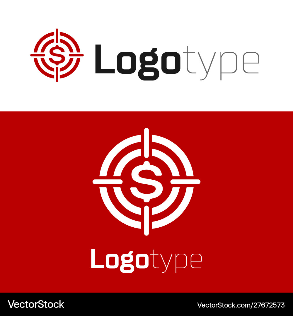 Red target with dollar symbol icon isolated Vector Image