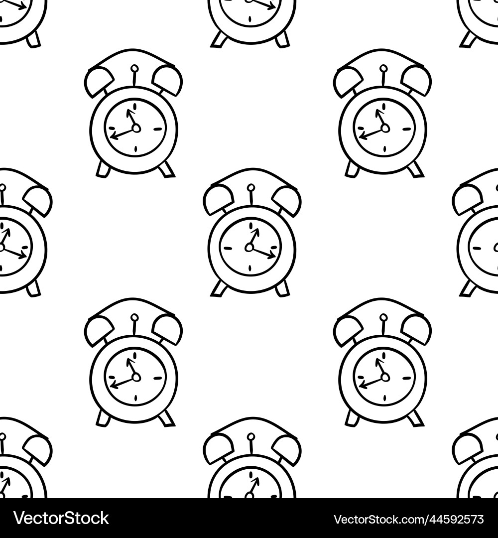 Retro alarm clock pattern Retro alarm clock pattern vector image