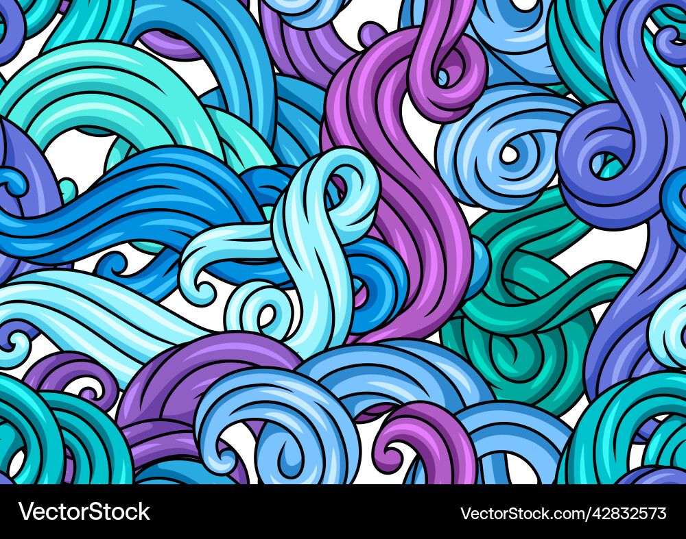 Seamless pattern with wave line curls color Seamless pattern with wave line curls color vector image