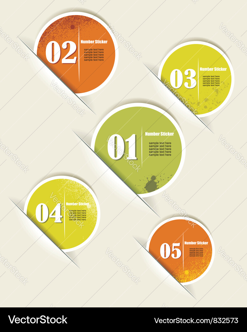 Set of colorful sample stickers with numbers vector image
