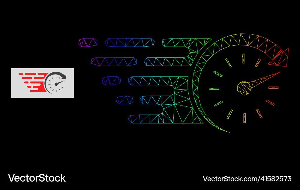 Spectrum gradiented polygonal net time icon Spectrum gradiented polygonal net time icon vector image