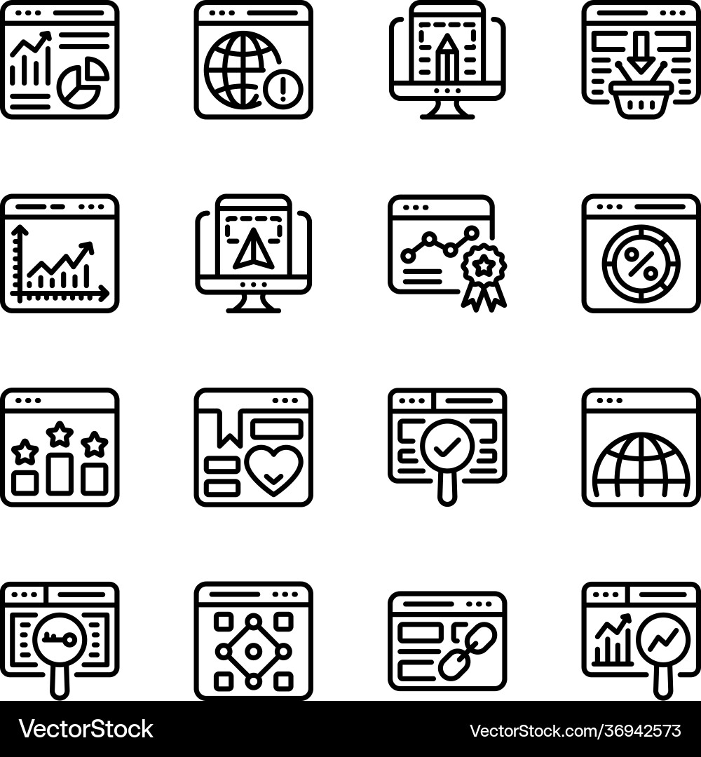 Web design linear icons pack vector image
