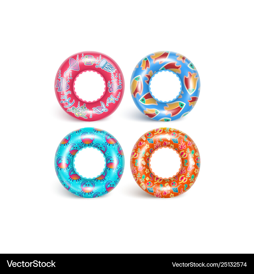 4 inflatable rings with a pattern 4 inflatable rings with a pattern vector image