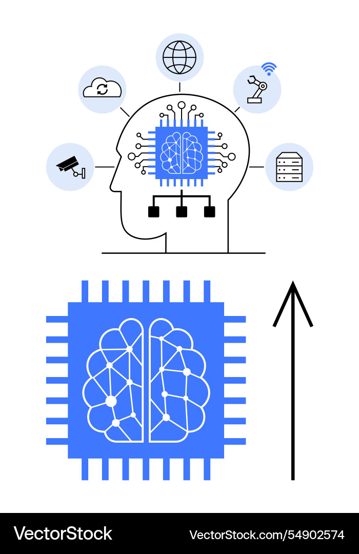 Artificial intelligence and technology integration Artificial intelligence and technology integration vector image