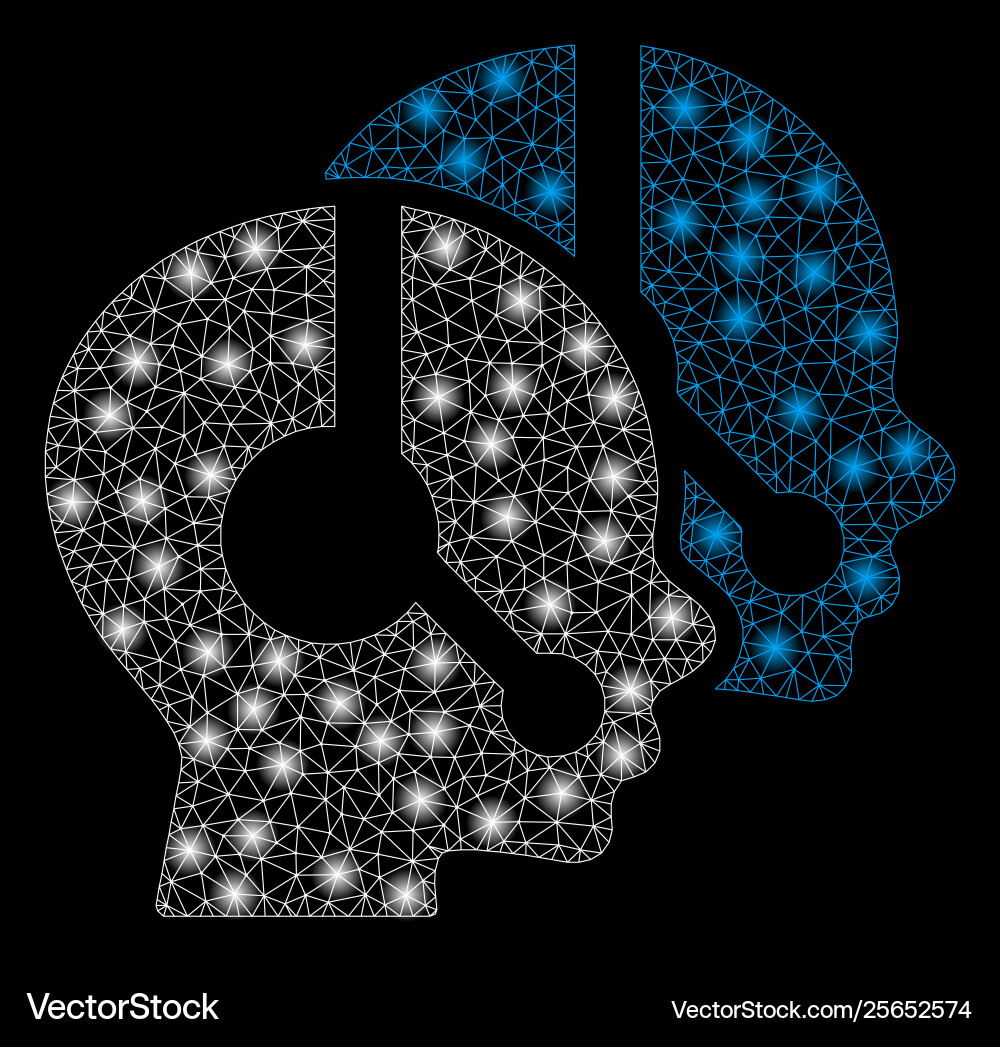 Bright mesh 2d call center operators with light Vector Image