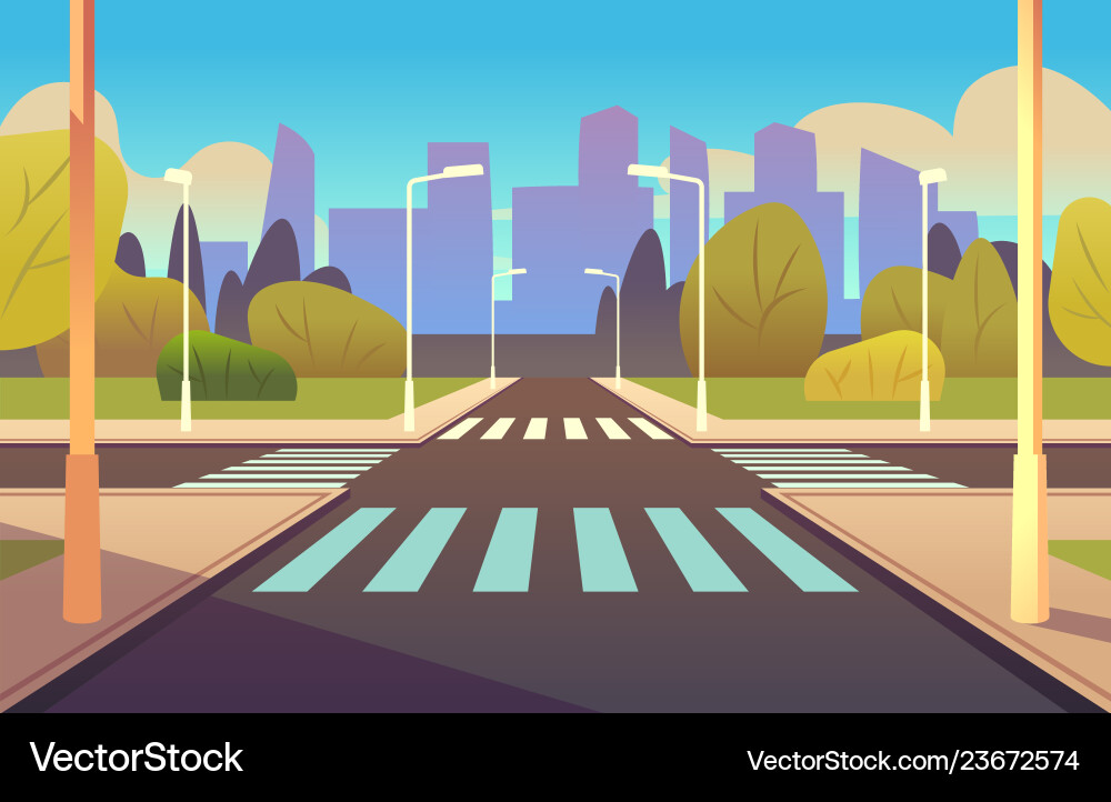 Cartoon crosswalks street road crossing highway Vector Image