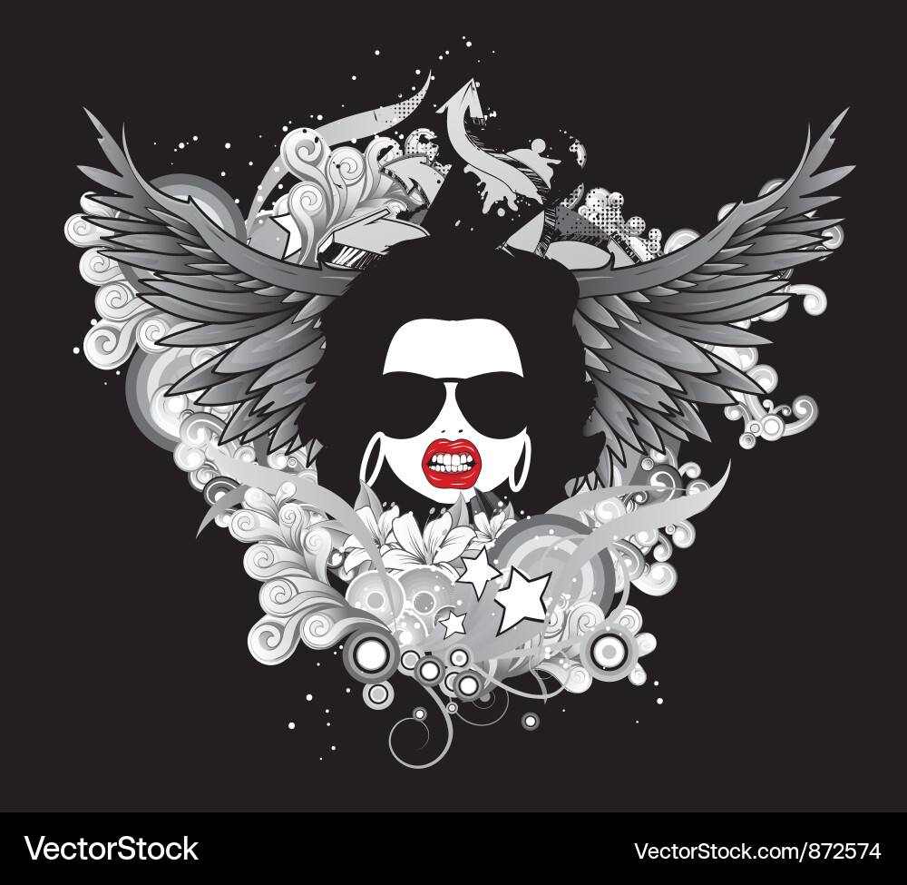 Funky face with floral Vector Image