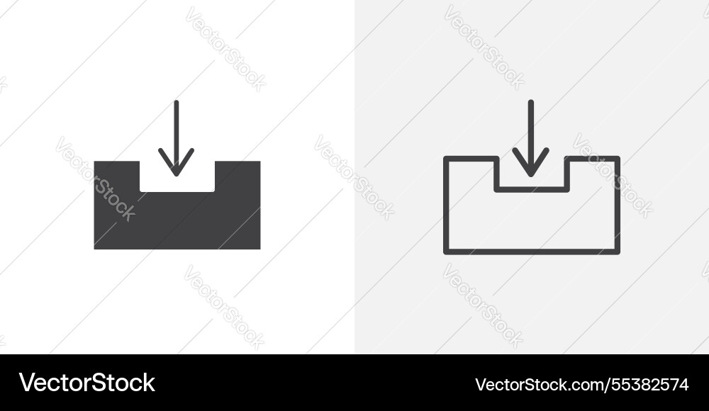Inbox icons in black fill and liner versions Inbox icons in black fill and liner versions vector image