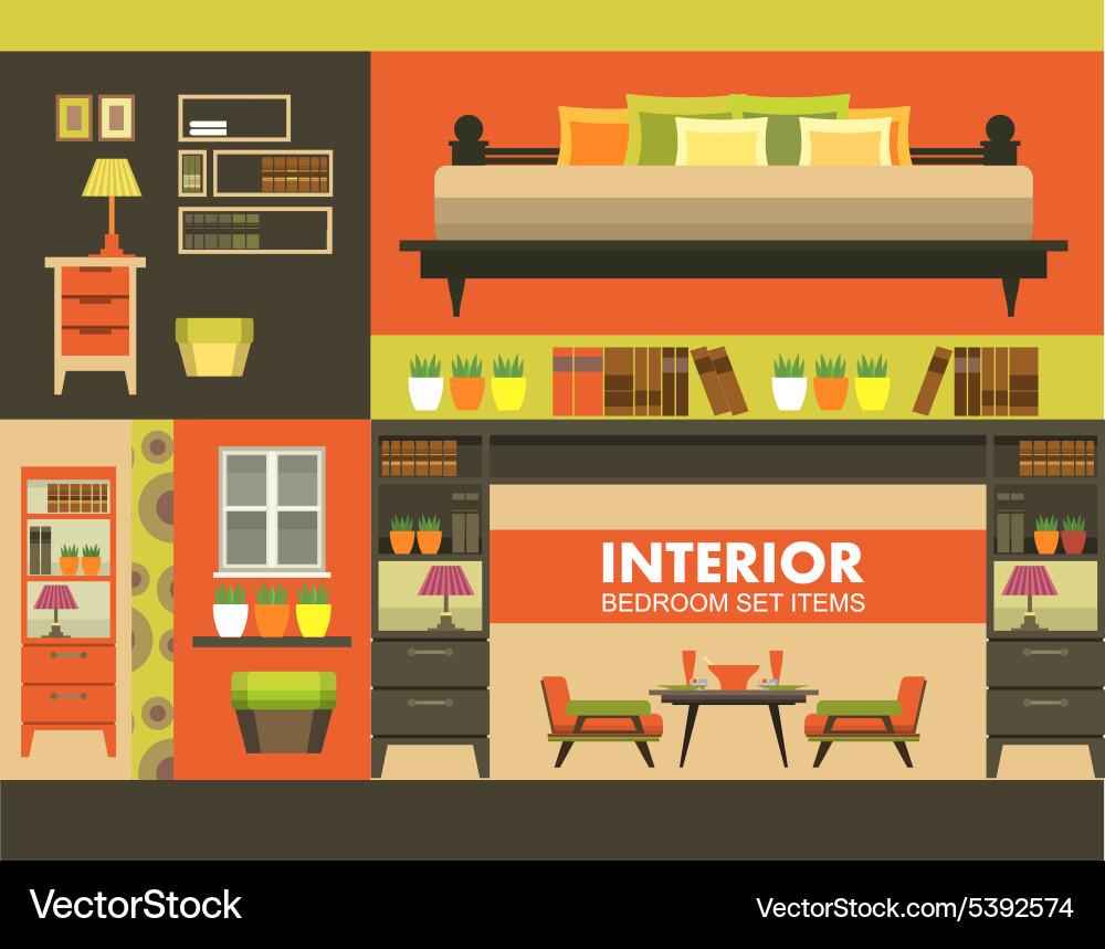 Ineterer set of objects vector image