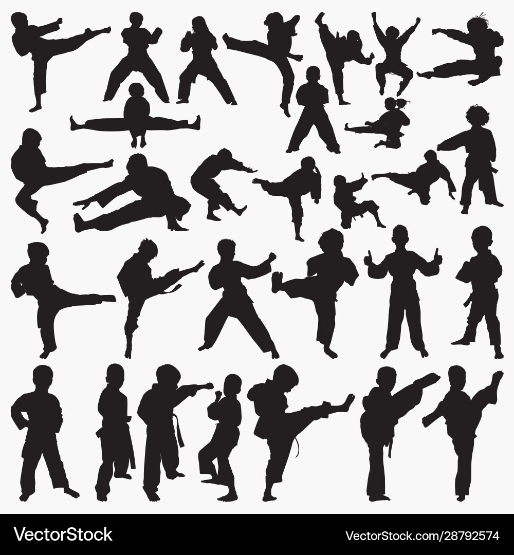 Kids karate silhouettes Vector Image