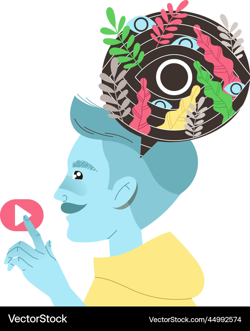 Man character with visual type of thinking vector image