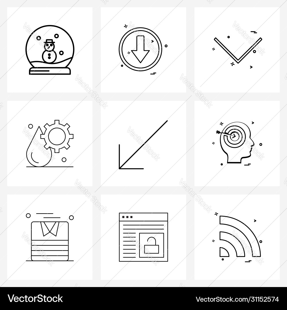 Modern style set 9 line pictograph grid based vector image