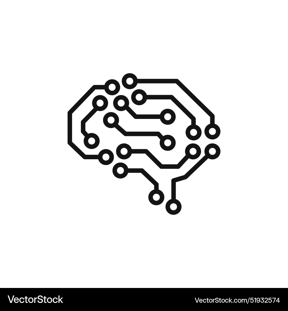 Neural circuit icon for brain technology Vector Image