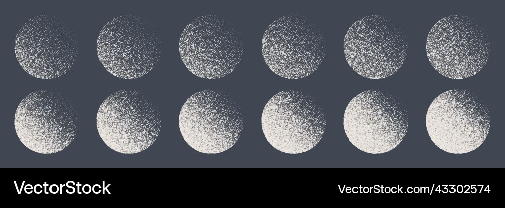 Round shaped dotted objects stipple elements Round shaped dotted objects stipple elements Vector Image