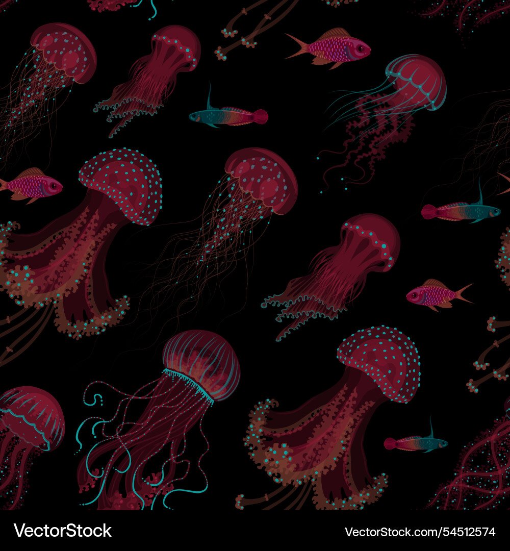 Jellyfish Fish Pattern Seamless pattern with jellyfish Royalty Free Vector Image