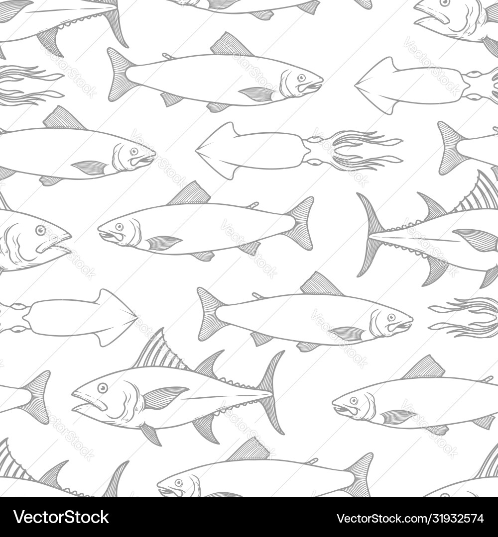 Seamless pattern with seafood design element Seamless pattern with seafood design element vector image