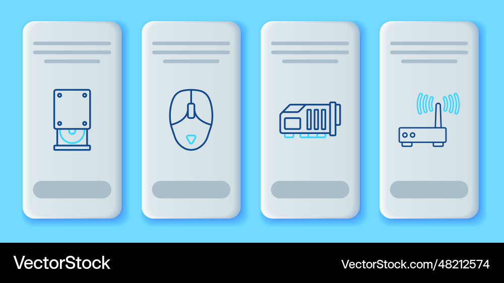 Set line computer mouse video graphic card Set line computer mouse video graphic card vector image
