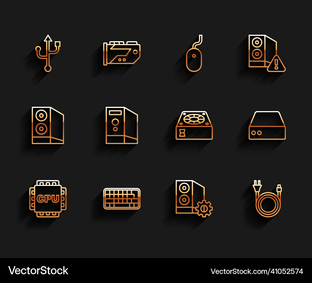 Set line processor with cpu keyboard usb case Set line processor with cpu keyboard usb case vector image