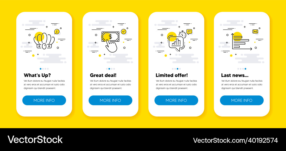 Set of crown payment click and statistics vector image
