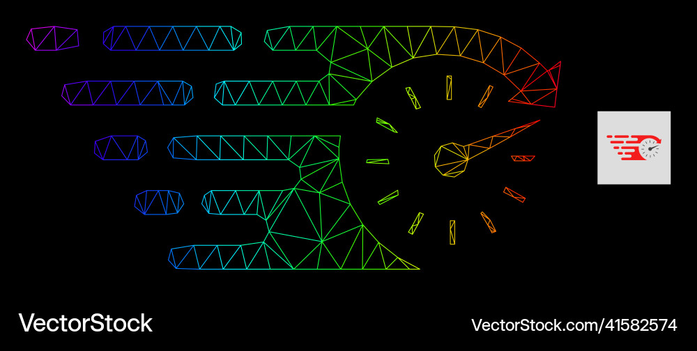 Spectrum gradient polygonal network time icon Spectrum gradient polygonal network time icon vector image