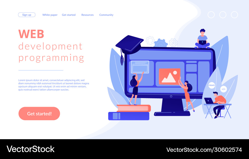 Web development courses concept landing page Web development courses concept landing page vector image