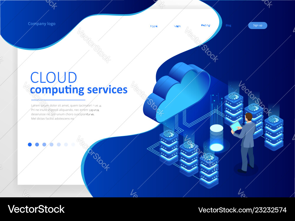 Web page design templates cloud computing concept Web page design templates cloud computing concept vector image