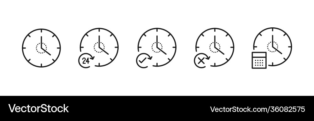 Clock line icons linear icon set Clock line icons linear icon set vector image