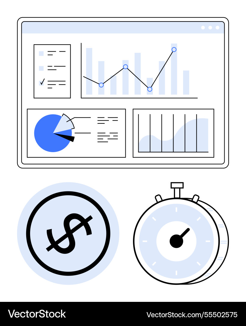Data analytics dashboard with graphs pie chart Data analytics dashboard with graphs pie chart Vector Image