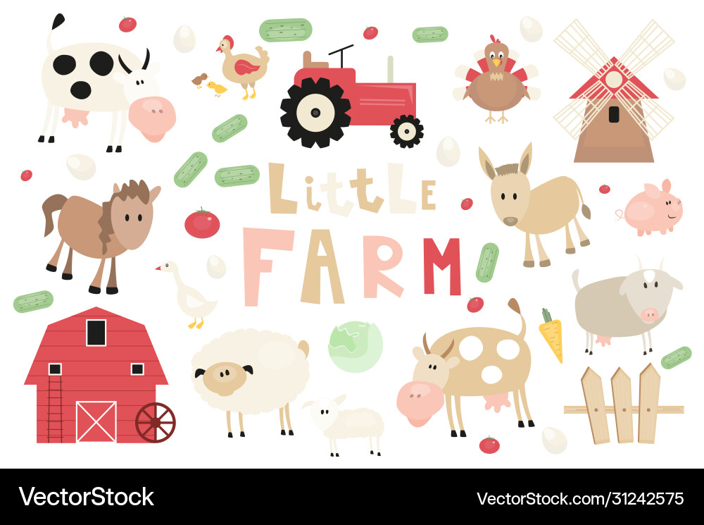 Funny farm animals set Royalty Free Vector Image