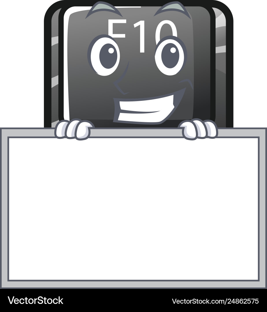 Grinning with board button f10 in mascot shape vector image