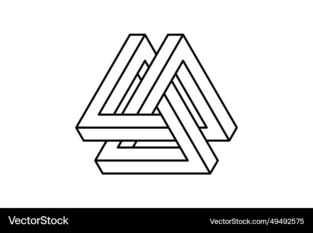 Impossible triangle shape optical visual illusion vector image