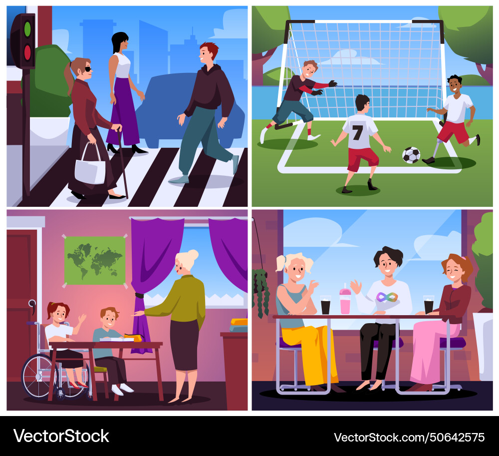 Inclusion disability people vector image