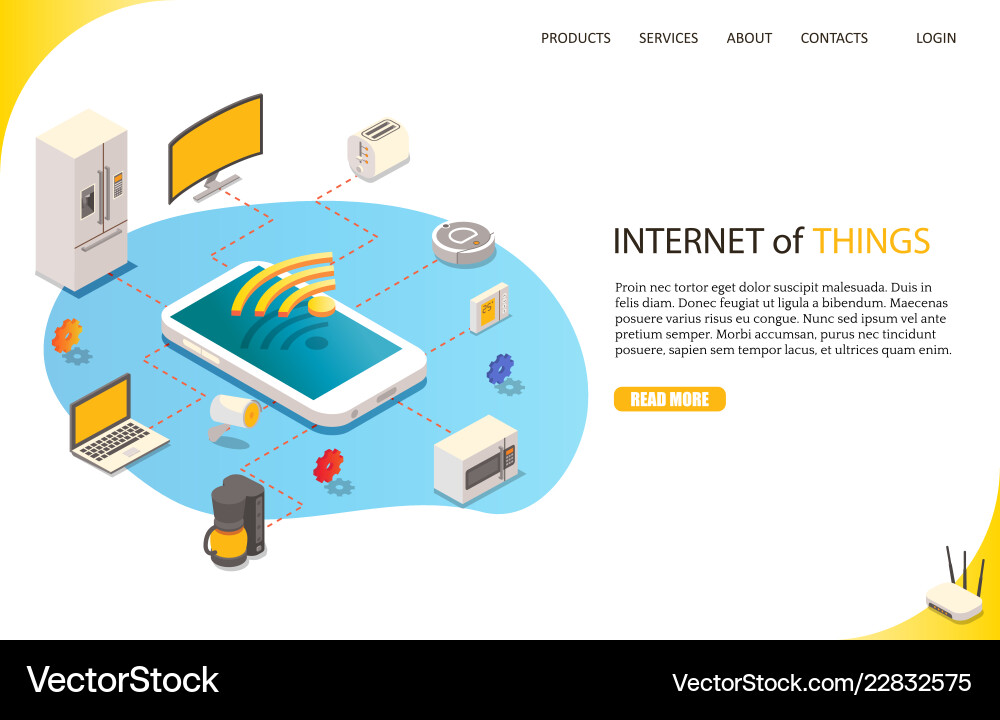 Internet of things landing page website Internet of things landing page website vector image