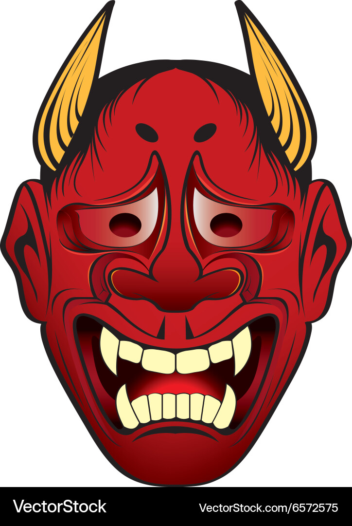 Japanese Kabuki Mask Tattoo Vector Image