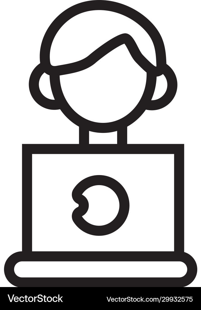 Man using laptop computer line style icon vector image