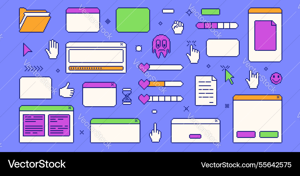 Pixel art retro windows interface 8 bit browser Pixel art retro windows interface 8 bit browser vector image