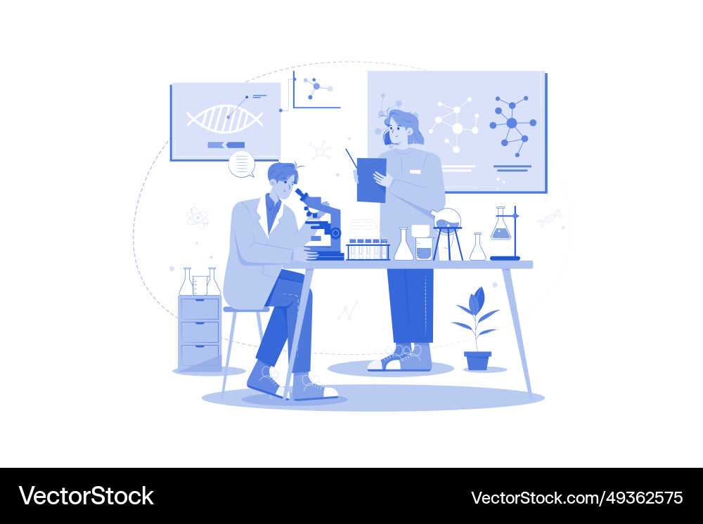 Research assistant supporting data analysis Research assistant supporting data analysis vector image