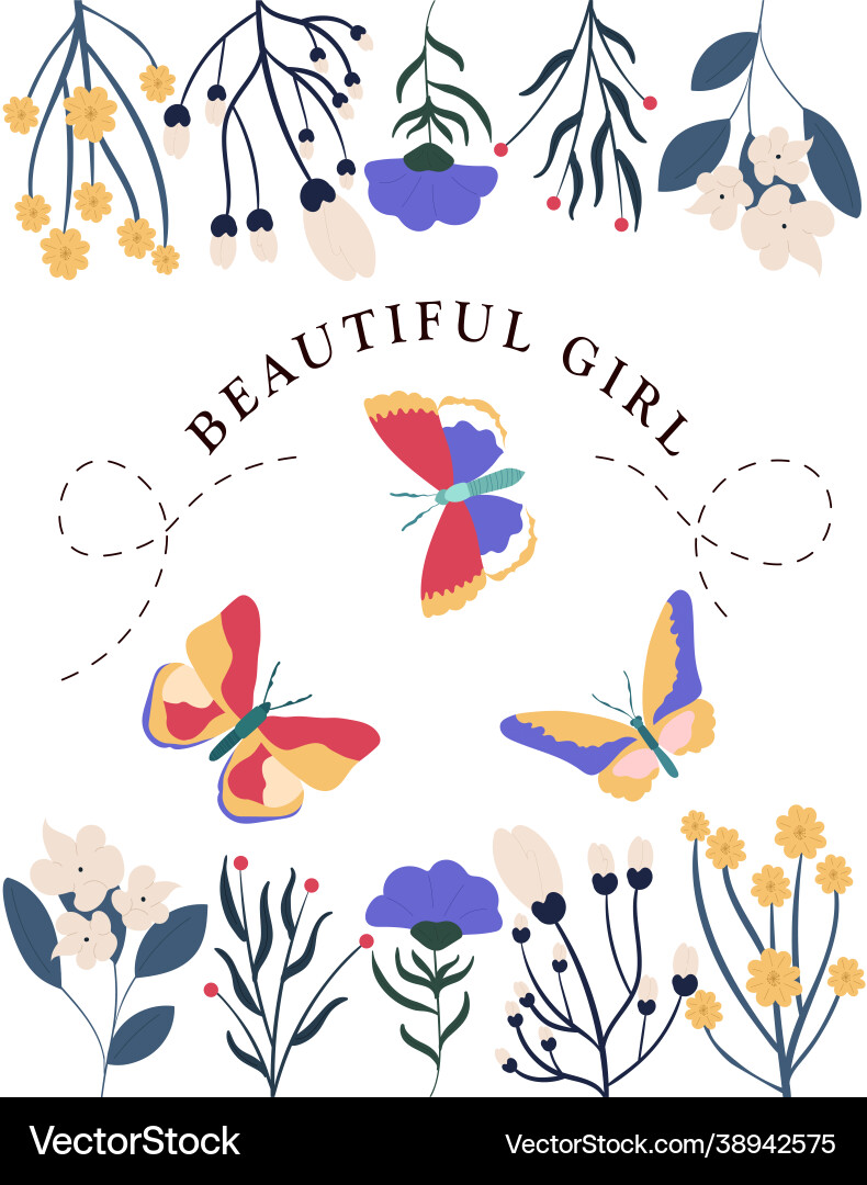 Süße Blumenposter mit schlagutiful Mädchen Slogan Süße Blumenposter mit schlagutiful Mädchen Slogan vektorbild