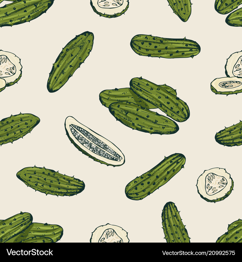 Seamless pattern with pickles or pickled cucumbers Seamless pattern with pickles or pickled cucumbers vector image