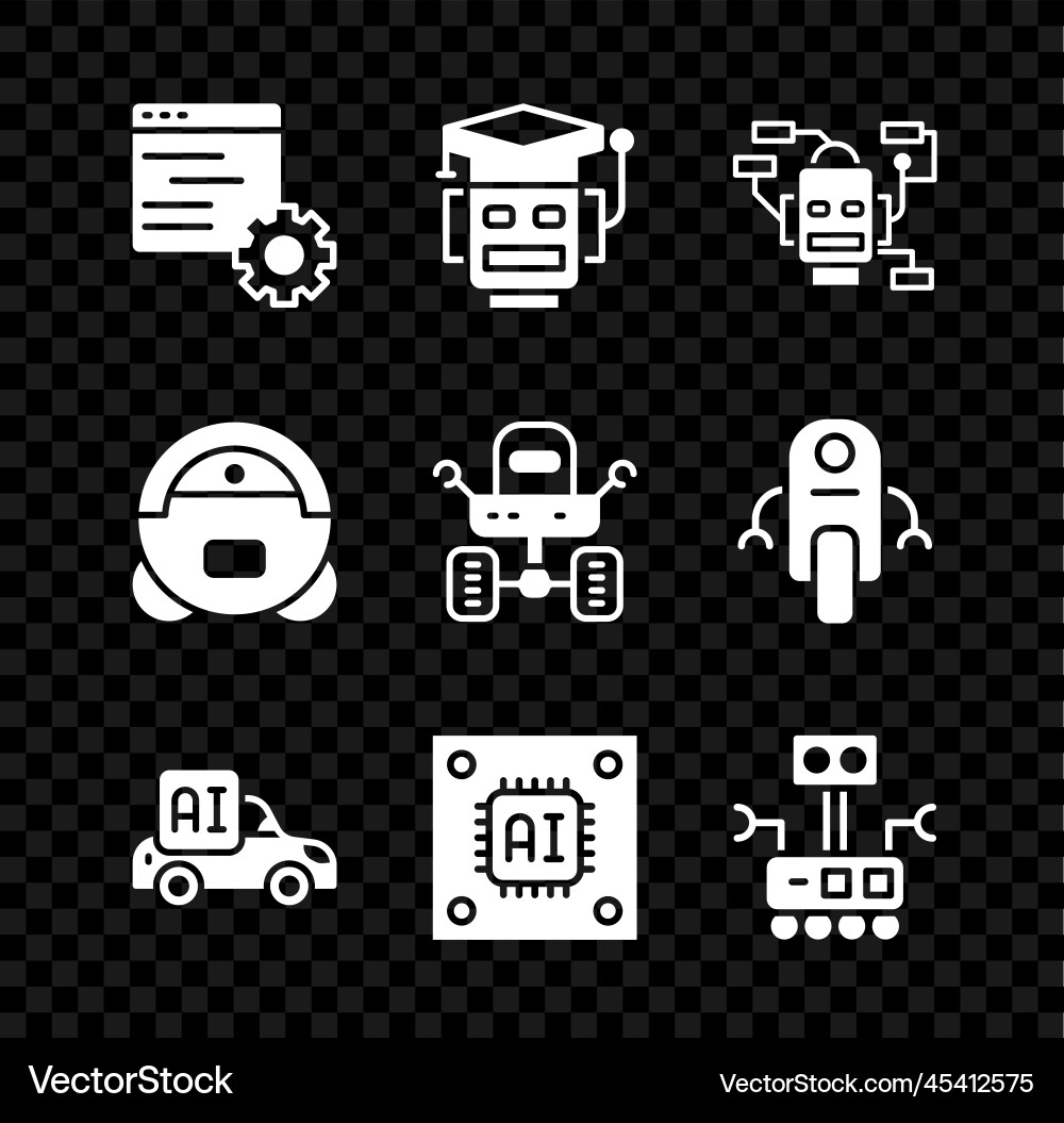 Set computer api interface robot autonomous Set computer api interface robot autonomous vector image