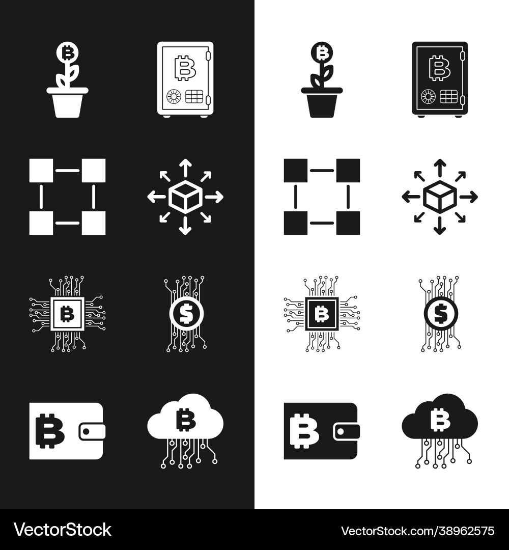 Set distribution blockchain technology bitcoin Set distribution blockchain technology bitcoin Vector Image