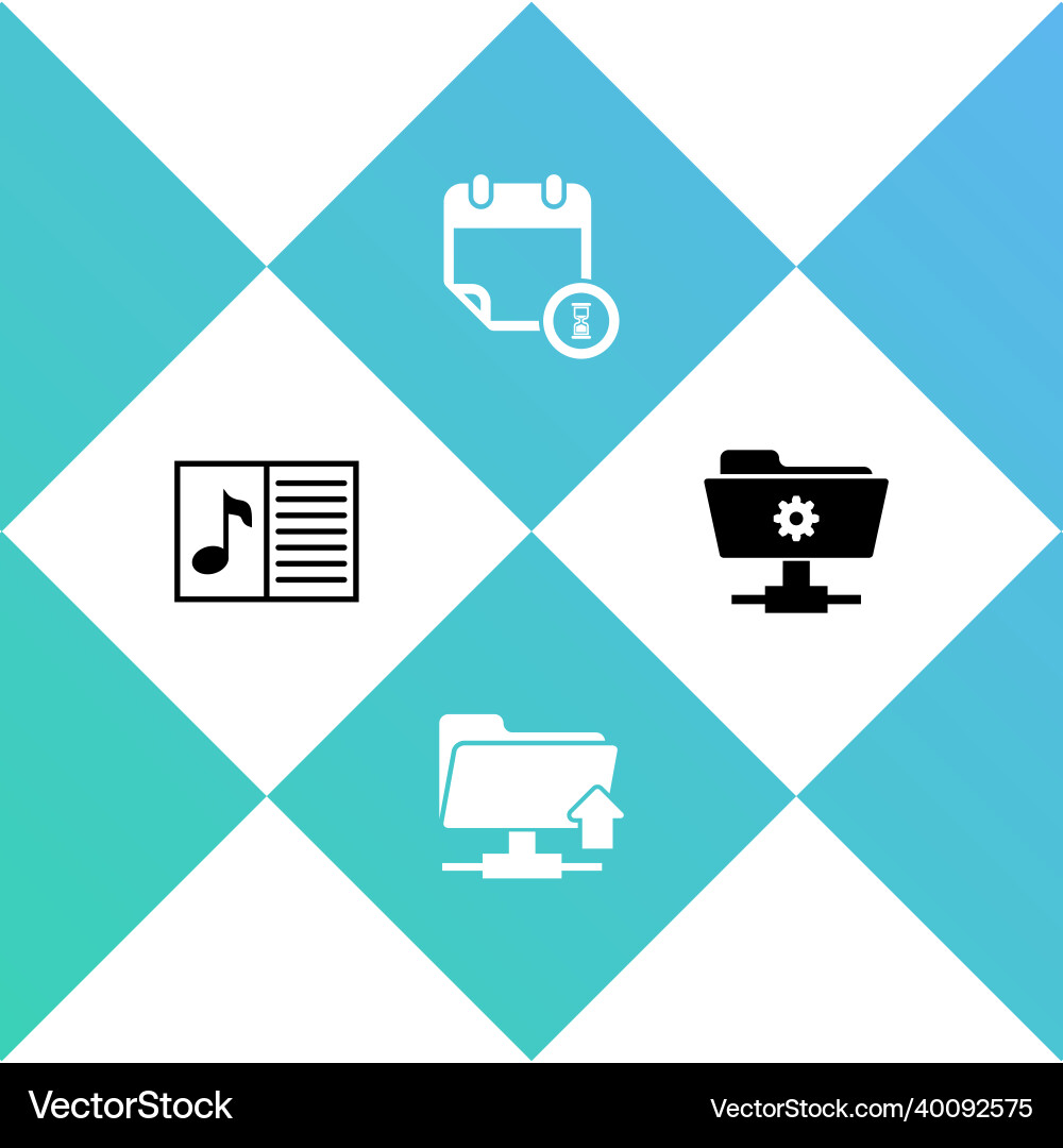 Set music book with note ftp folder upload Set music book with note ftp folder upload vector image