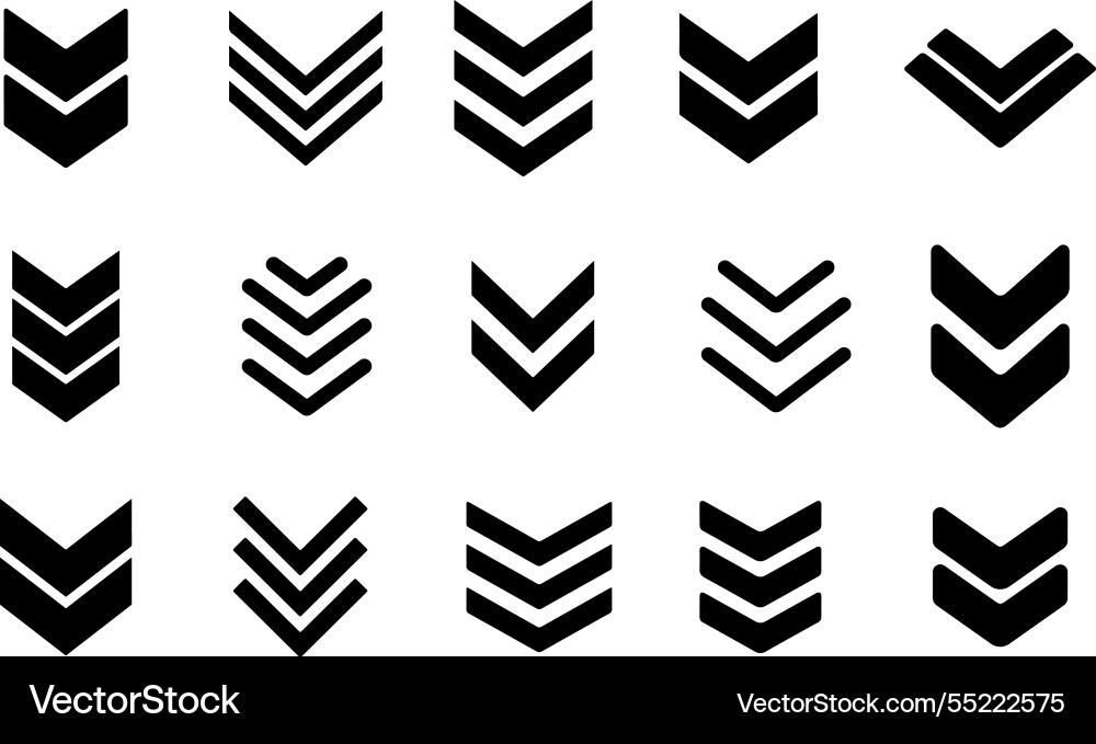 Set of various downward-pointing arrow icons Set of various downward-pointing arrow icons Vector Image