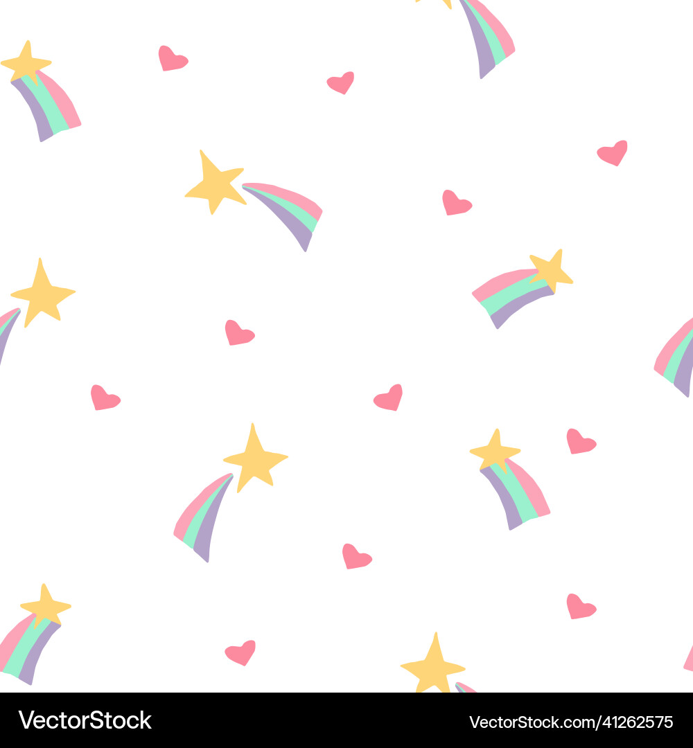 Star rainbow heart seamless pattern hand drawn Star rainbow heart seamless pattern hand drawn vector image