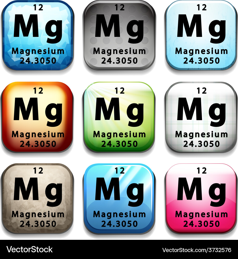 A button showing the element magnesium Vector Image