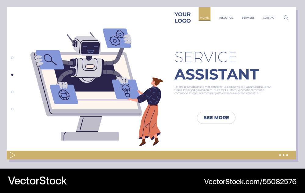 Ai-powered service assistant on computer screen Ai-powered service assistant on computer screen vector image